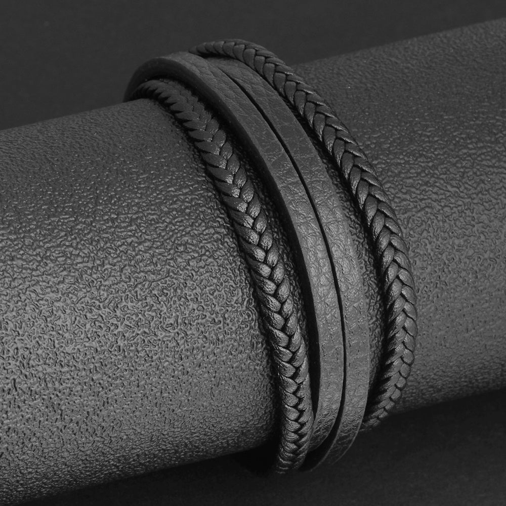 Stainless Steel Leather Bracelet