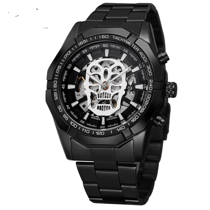 Steel Strap Skeleton Watch