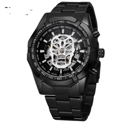 Steel Strap Skeleton Watch