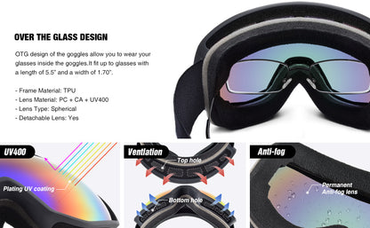 Anti-Fog Ski Goggles