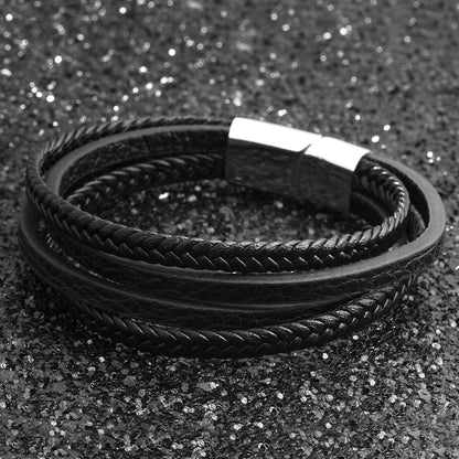 Stainless Steel Leather Bracelet