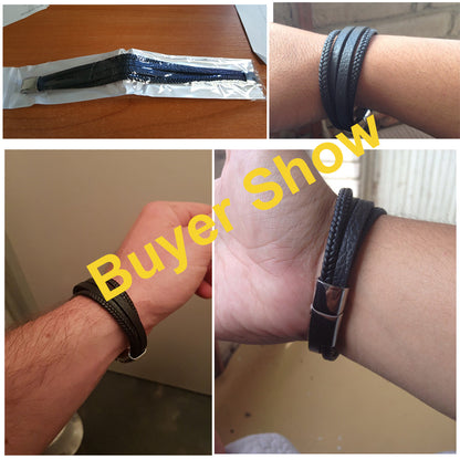 Stainless Steel Leather Bracelet