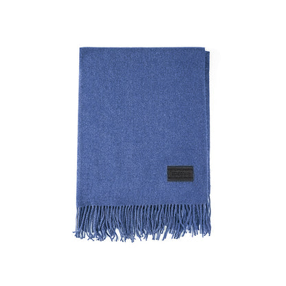 Solid Fringed Long Scarf