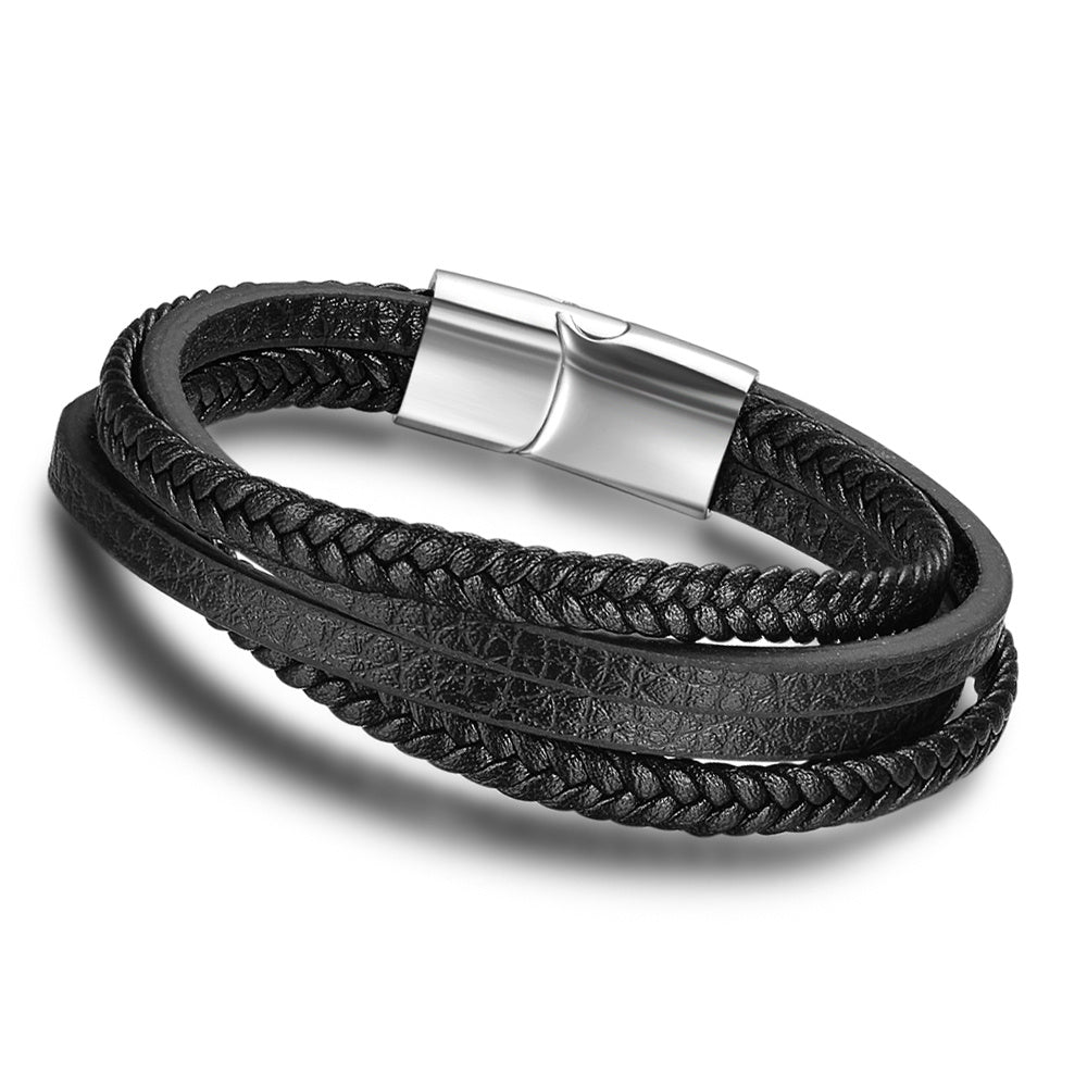 Stainless Steel Leather Bracelet