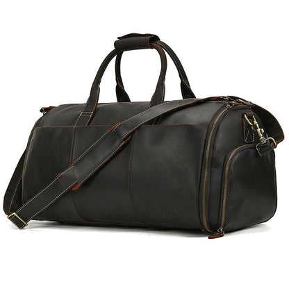 Leather Travel Bag With Shoe Pocket