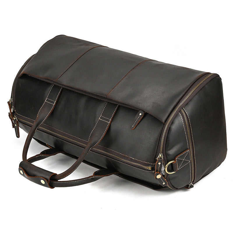 Leather Travel Bag With Shoe Pocket