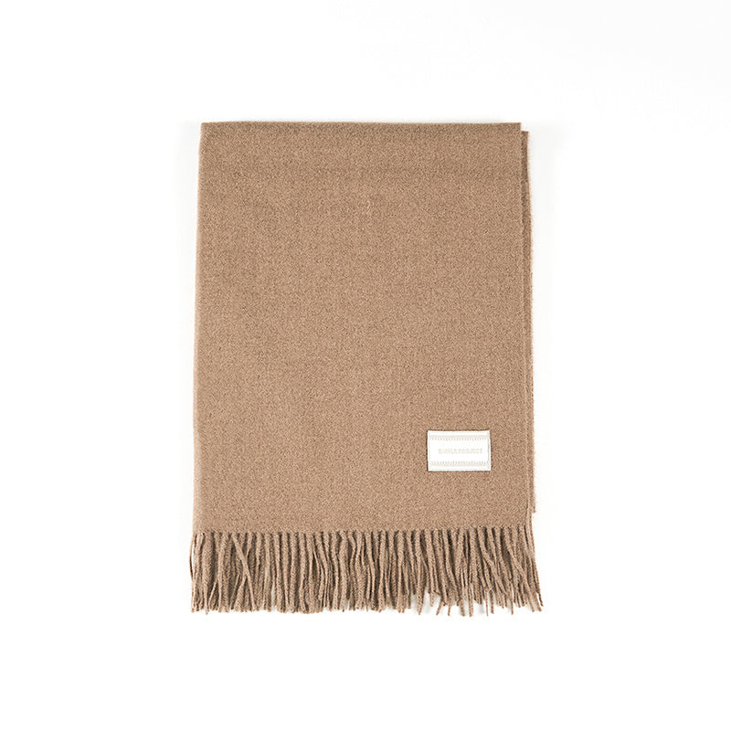 Solid Fringed Long Scarf